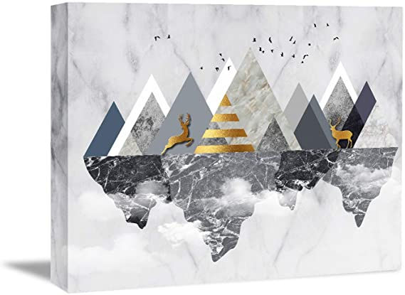 Looife Abstract Geometric Canvas Wall Art, 32x24 Inch Creative Stitching Pattern