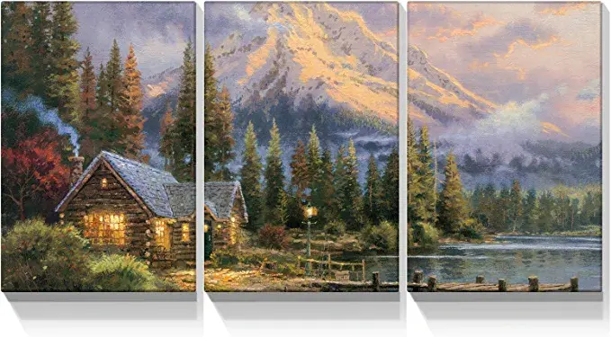 Looife 3 Panels Nature Scenery Canvas Wall Art, 24x32 Inch 3 Pieces Forest and M