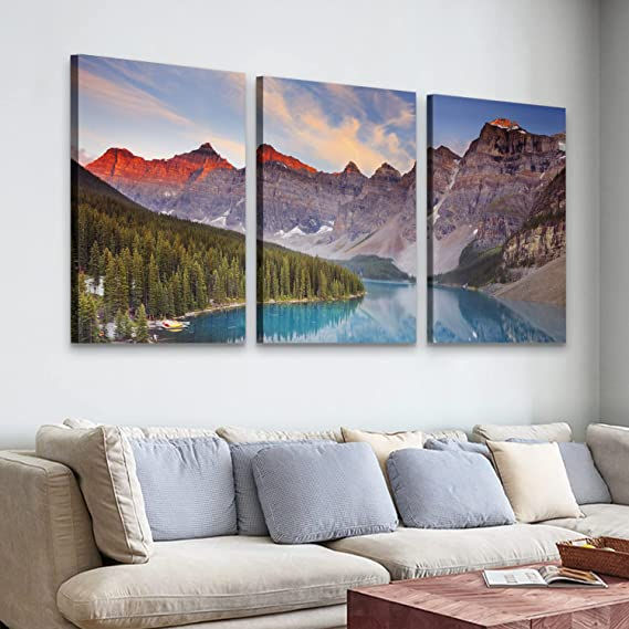 Thumbnail: Looife Landscape Canvas Wall Art Decor 16x24 Inch 3 Panels Colorful Mountain wit