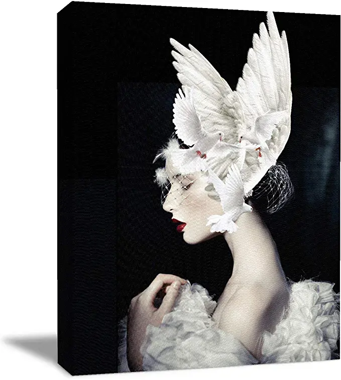 Looife Beauty Portrait with Wings Abstract Artwork Canvas Wall Art, 32x48 Inch B