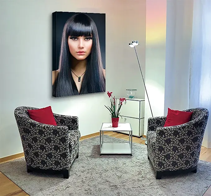 Thumbnail: Looife Hair Salon Canvas Wall Art 12x16 Inch Beauty Girl Model with Smooth Long