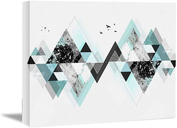 Looife Abstract Geometric Canvas Wall Art, 32x24 Inch Creative Stitching Pattern