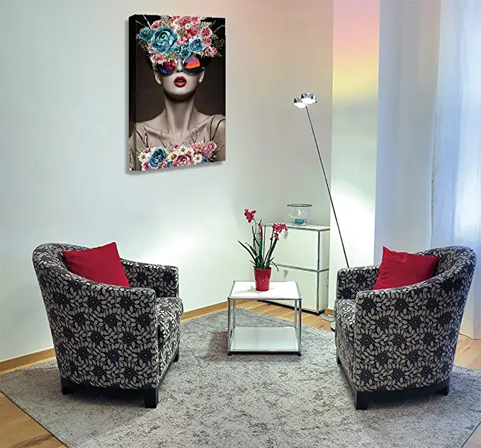 Thumbnail: Looife Beauty Portrait with Colorful Flower Abstract Artwork Canvas Wall Art, 30
