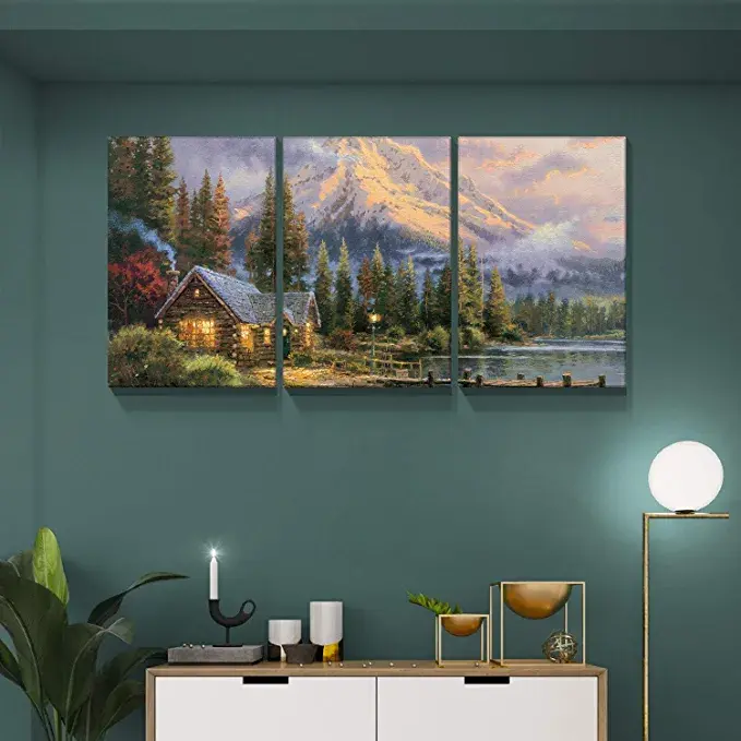 Thumbnail: Looife 3 Panels Nature Scenery Canvas Wall Art, 16x24 Inch 3 Pieces Forest and M
