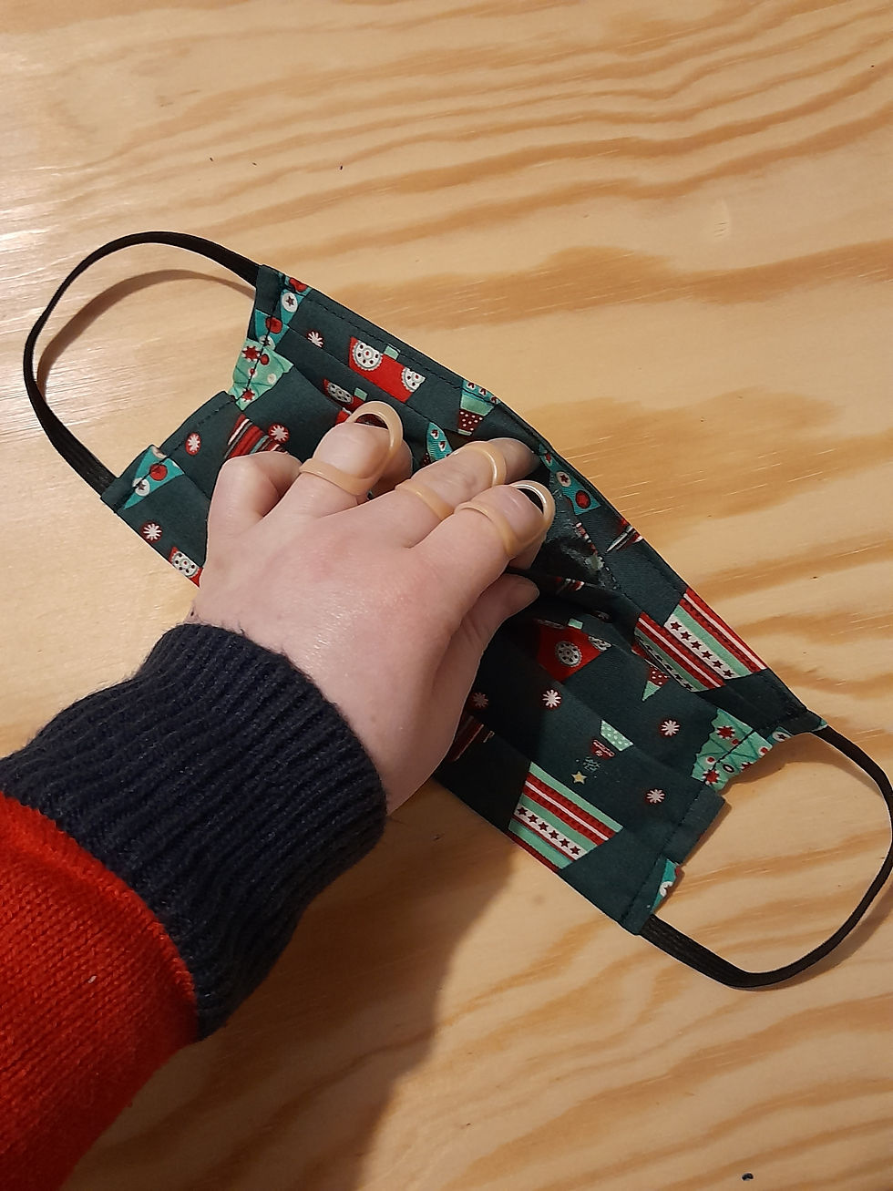 Thumbnail: Green Christmas Trees - Made to Order Christmas Face Mask