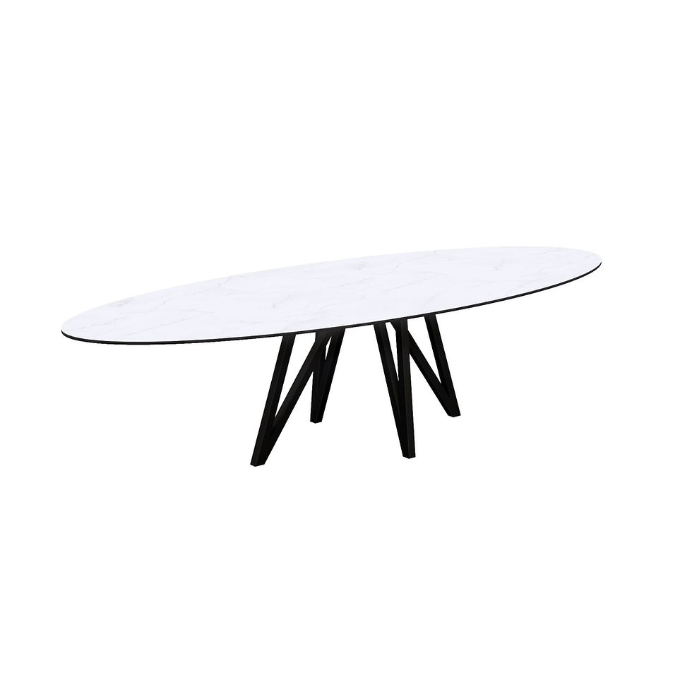 Marmo Paros Ovale tafel met Vlinderpoot