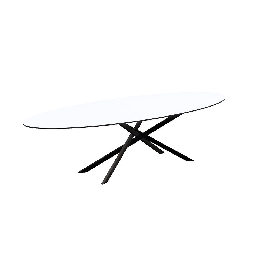 Snow white Ovale tafel met Mikadopoot