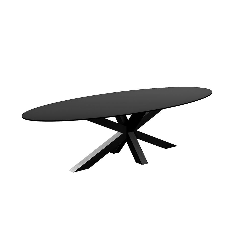 Zwarte Ovale tafel met Matrixpoot