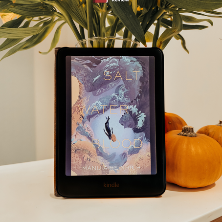 Cover of SALT WATER BLOOD displayed on an iPad with pumpkins in the background