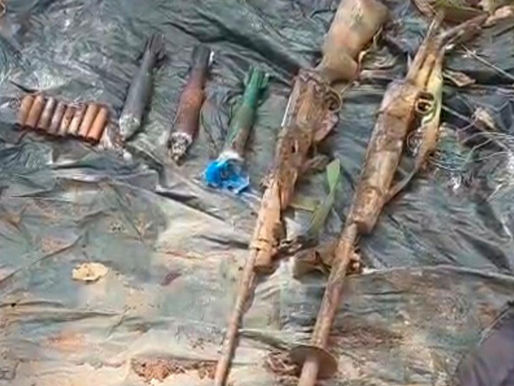 Dhamtari Police DRG team recovering BGL rifle and explosives from Semra Hills Gariaband under SP Suraj Singh Parihar guidance.