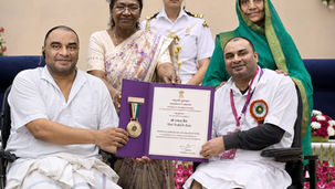 President Awardee Basant Sahu with Mother Ahilyabai Sahu at Basant Foundation Kurud