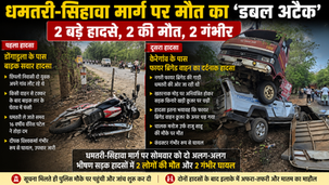 Dhamtari Road Accident fire brigade and cruiser collision at Karegaon