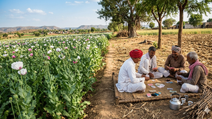 Symbolic image of illegal gambling in farm fields and opium cultivation issue in Chhattisgarh
