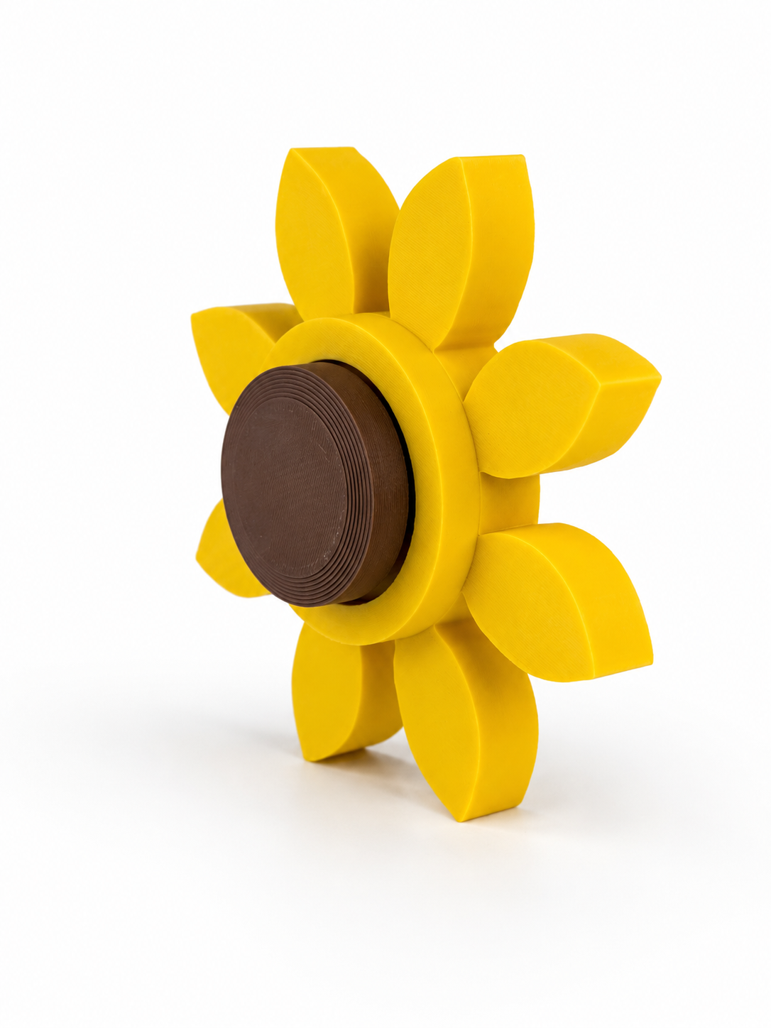 sunflower fidget clicker in yellow and brown