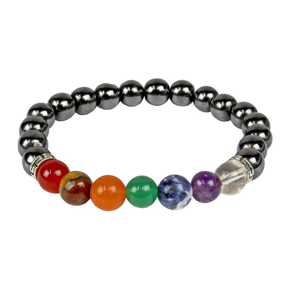 "Hematite & 7 chakras" - perles 8 mm