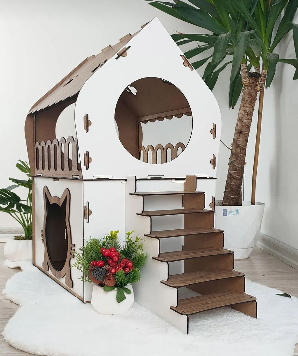 2 Katlı Kedi Evi Ahşap