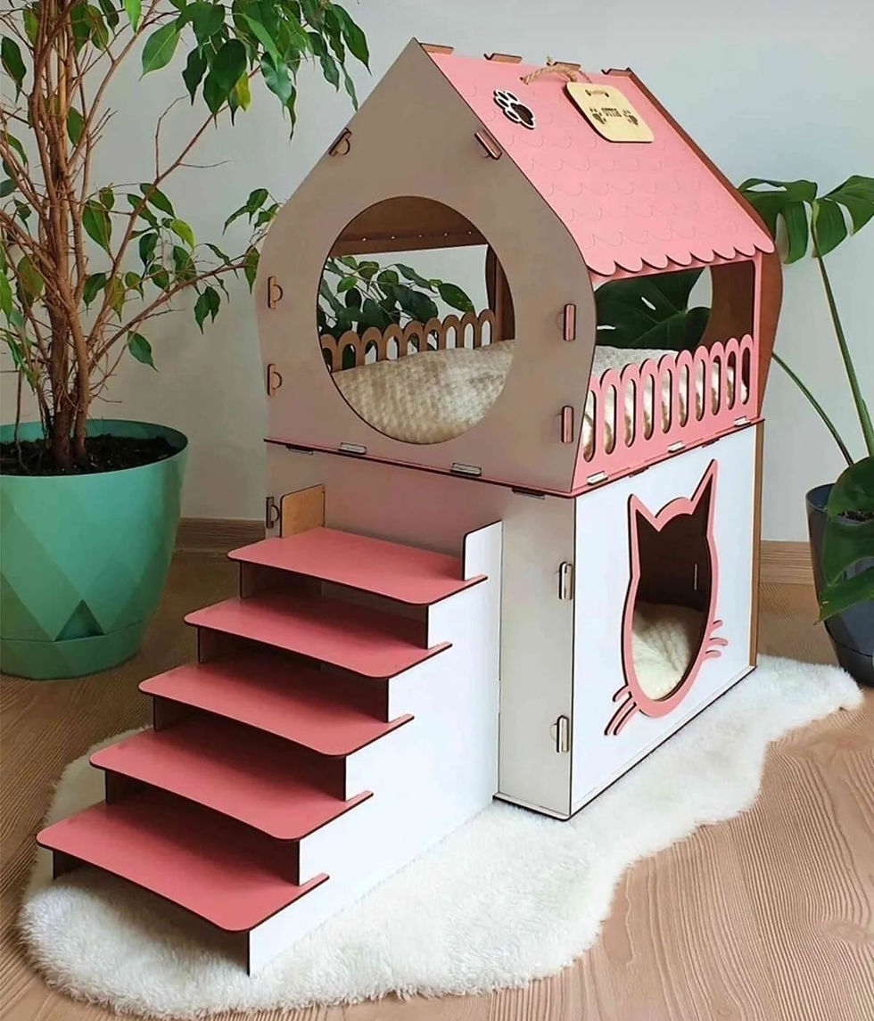 2 Katlı Kedi Evi Ahşap
