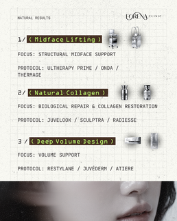 Forena Clinic treatment protocol for nasolabial folds including Ultherapy Prime, Juvelook, and Resty