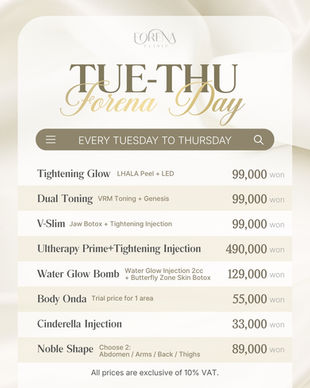 Tuesday~Thursday Specials at Forena Clinic, Korea: Exclusive Beauty Treatments