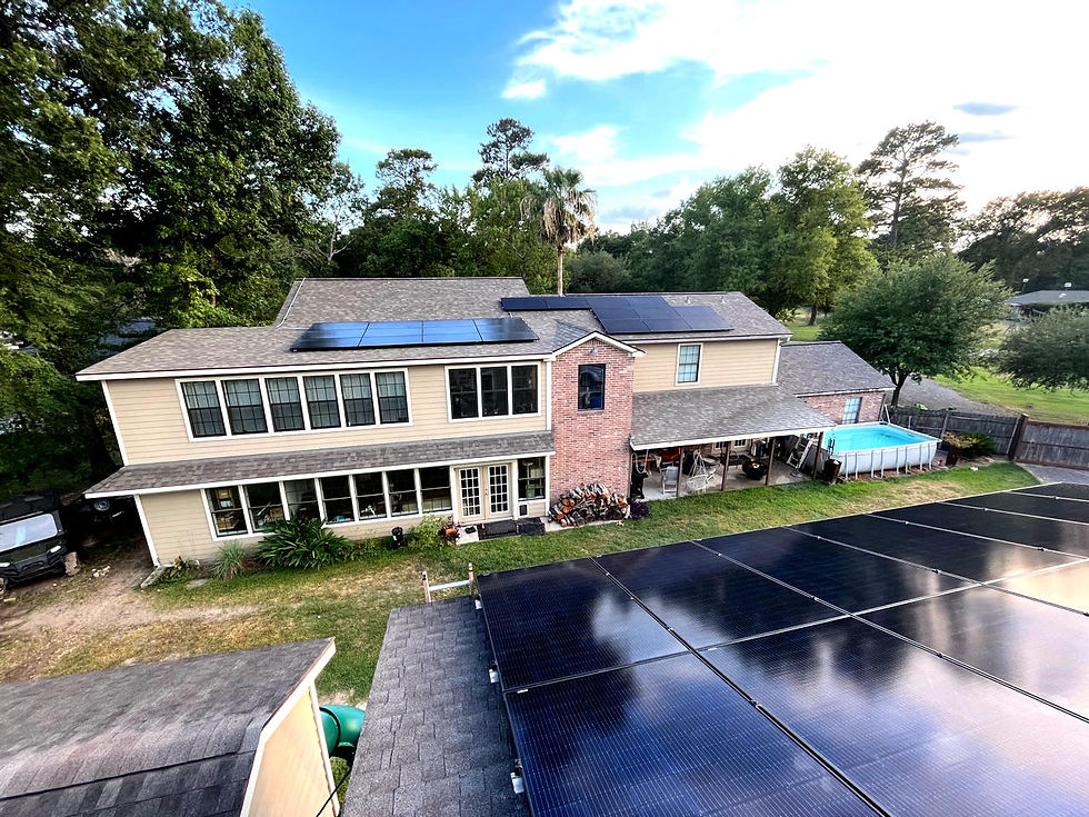 A building with solar panels connected to an inverter