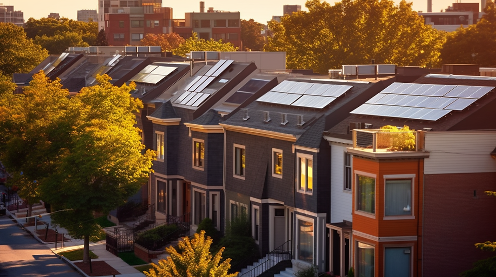Solar panels on townhouses