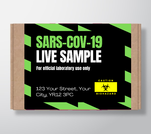 "COVID 19 live sample" prank package