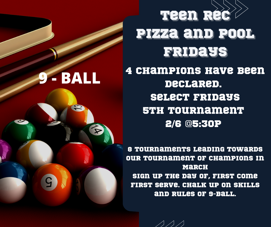 Teen Rec Pizza and Pool Fridays 