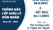 Thông báo Khai giảng Lớp Giáo lý chuẩn bị Hôn Nhân khoá 02-2025
