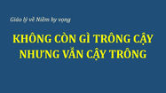 KHÔNG CÒN GÌ TRÔNG CẬY NHƯNG VẪN CẬY TRÔNG
