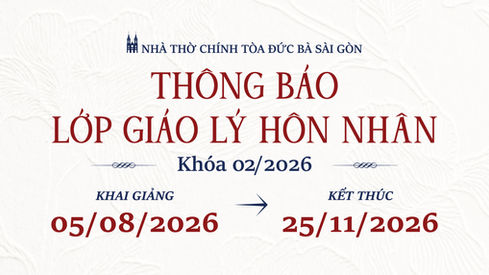 Thông báo Khai giảng Lớp Giáo lý chuẩn bị Hôn Nhân khoá 02-2026