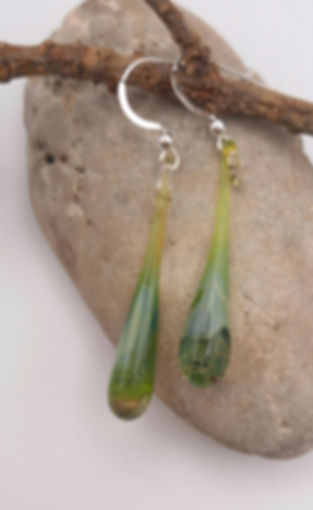Green looped drop earrings