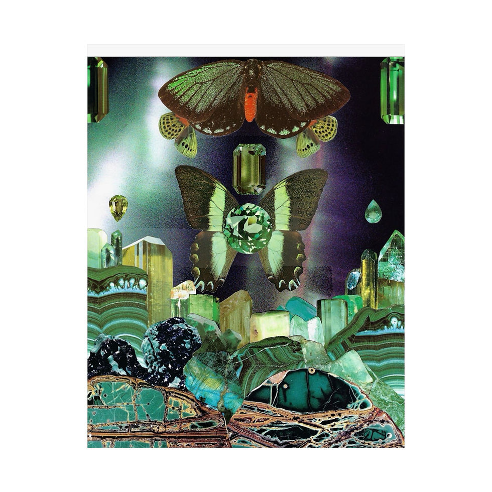 Thumbnail: "Aurora" Original Collage Gemstone Moth Poster