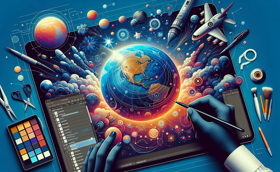 an image representing design and content creation on an tablet device