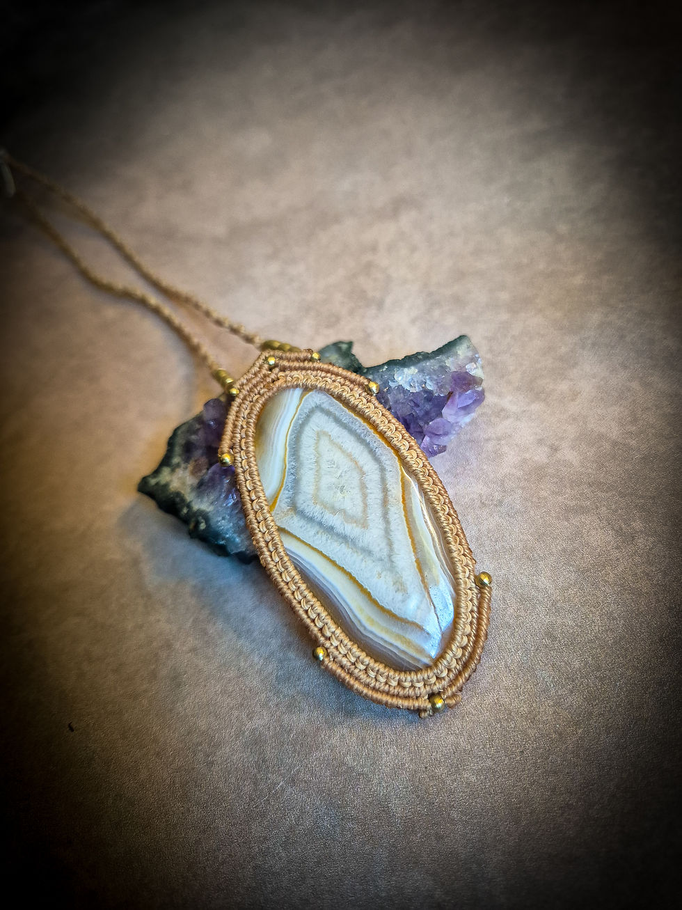 Miniature : Collier beige - agate bandée