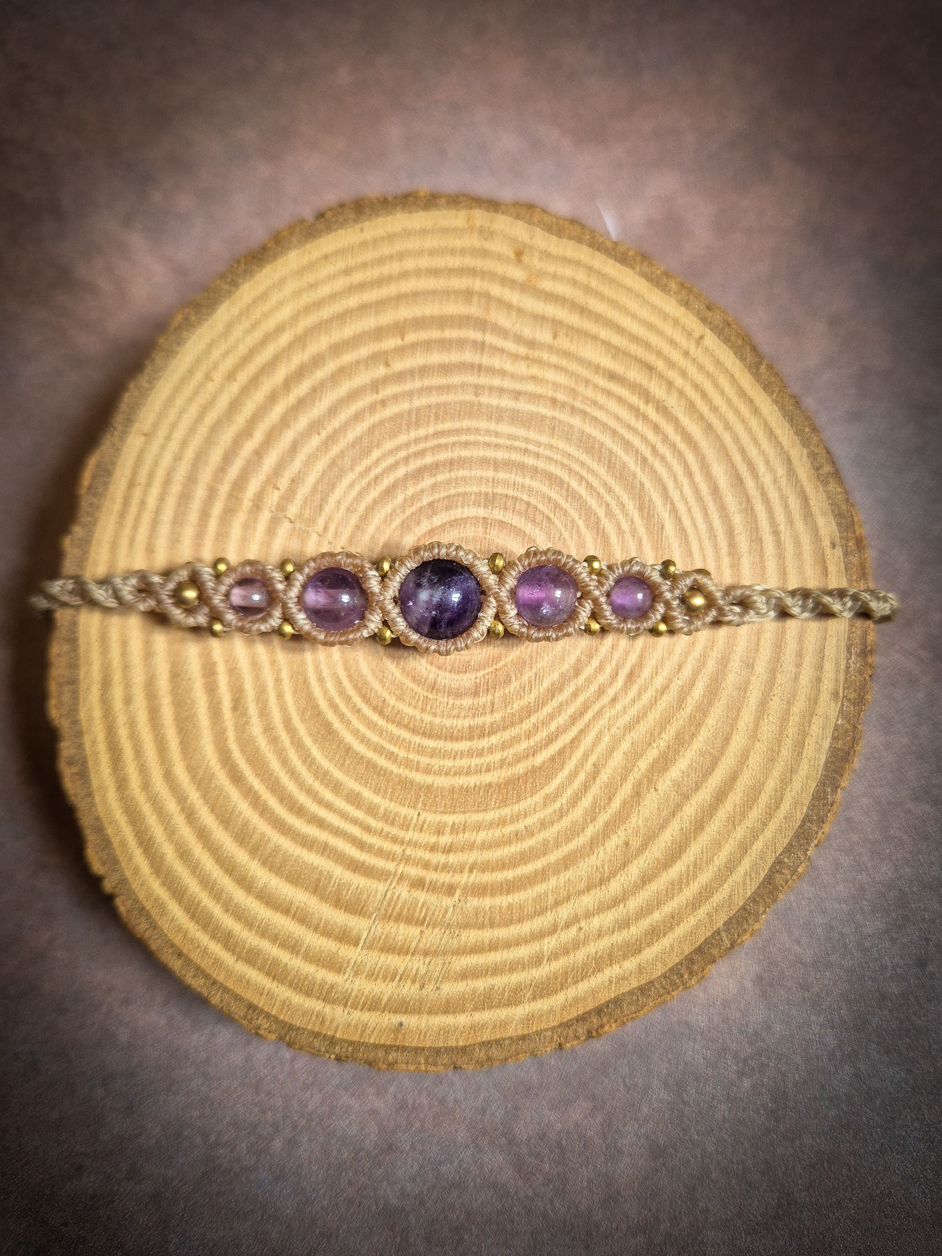 Bracelet beige - améthyste