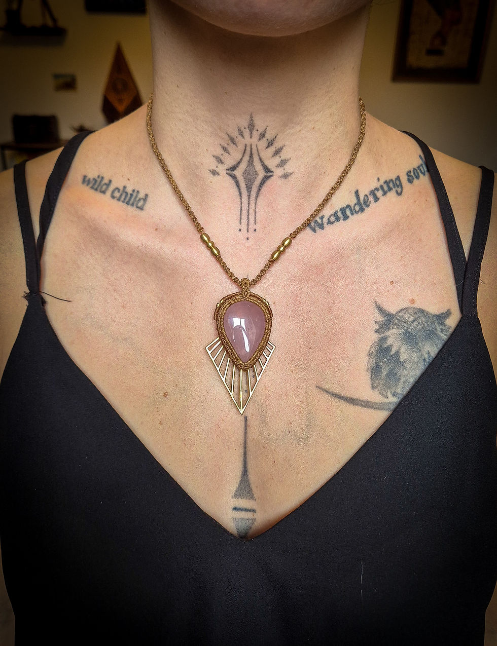 Miniature : Collier caramel - quartz rose
