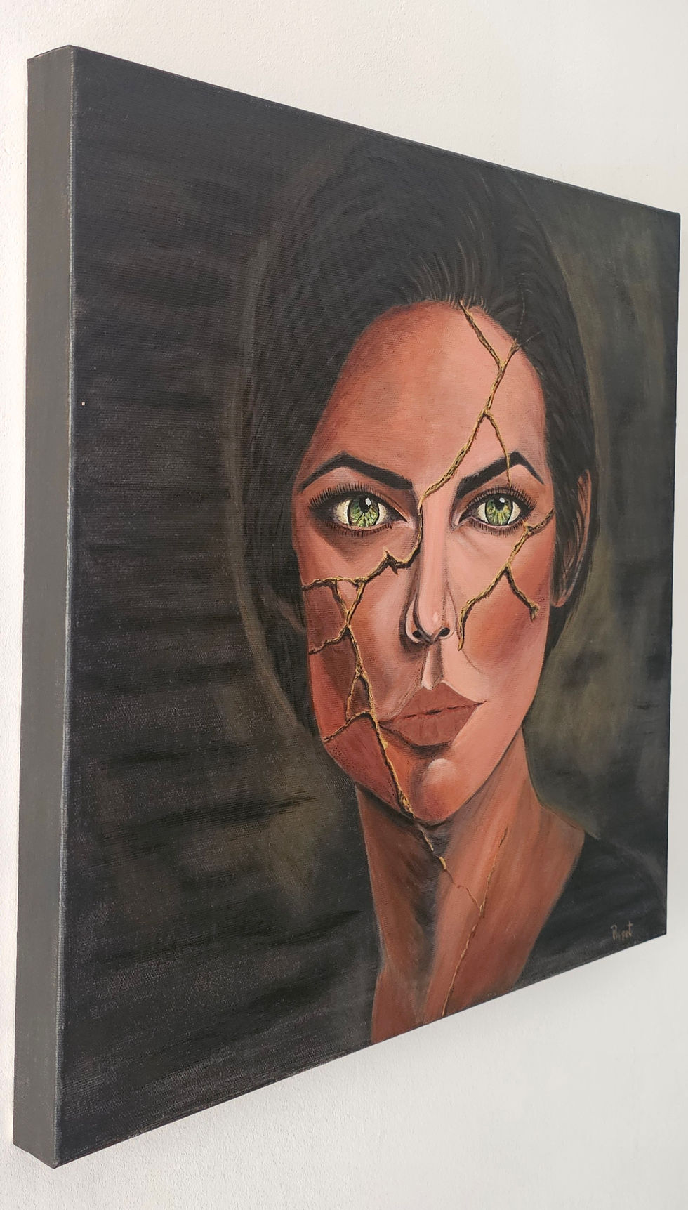 Gold Fracture painting, side view
