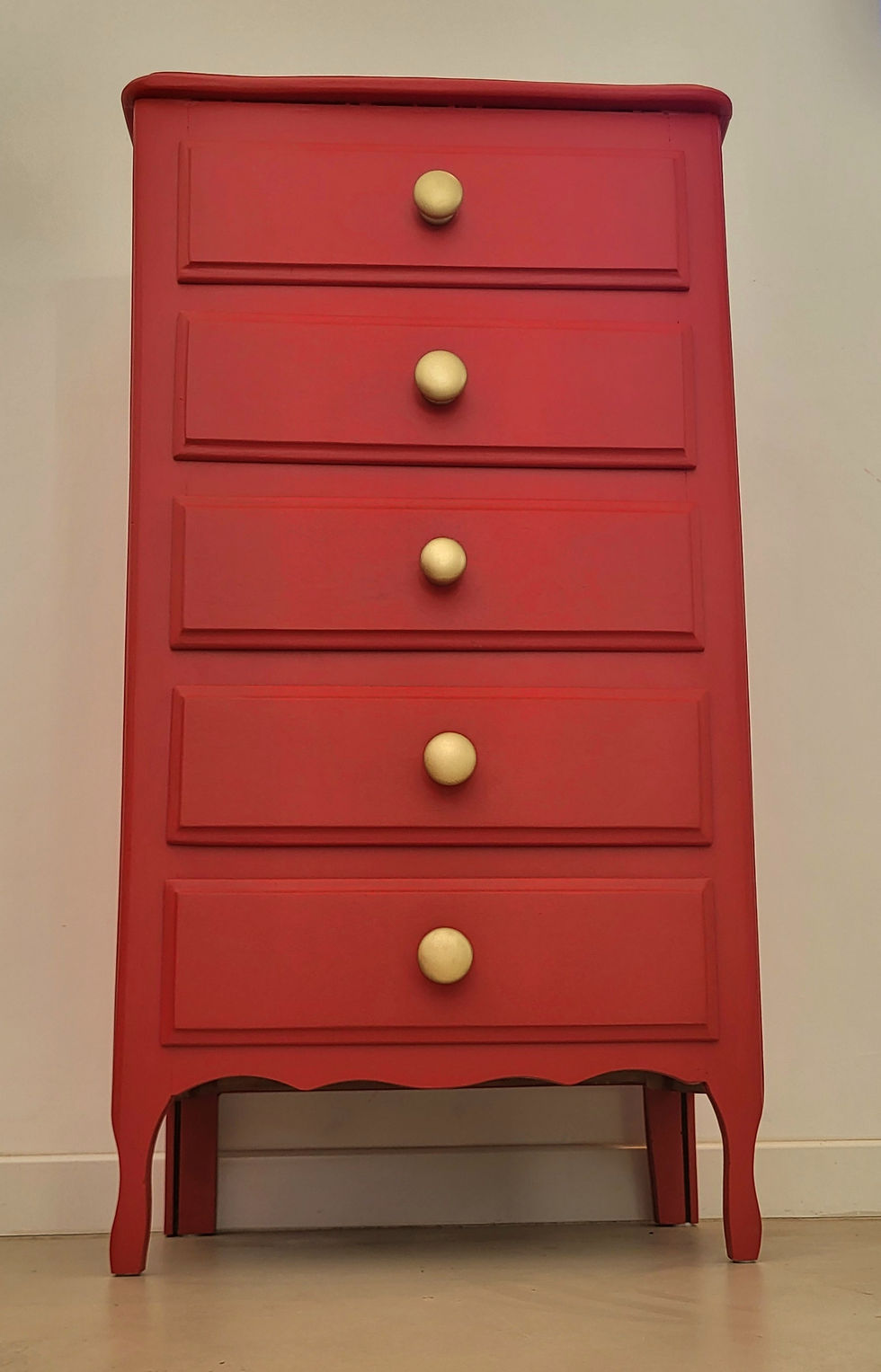 Miniature : Chiffonnier 5 tiroirs rouge