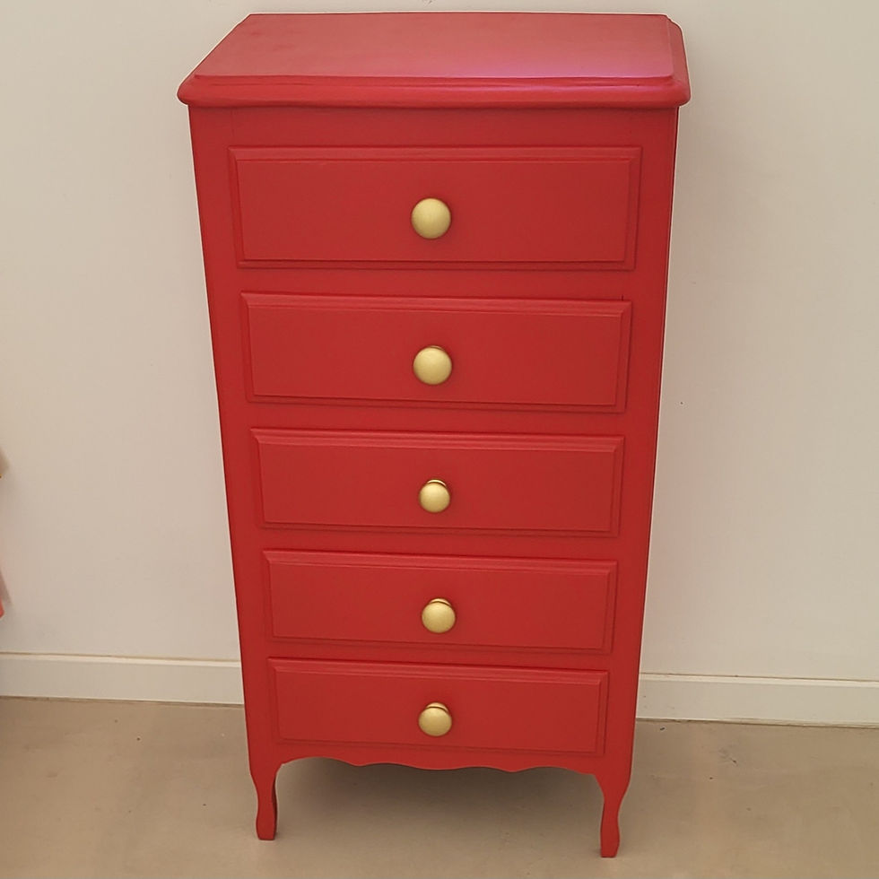 Miniature : Chiffonnier 5 tiroirs rouge