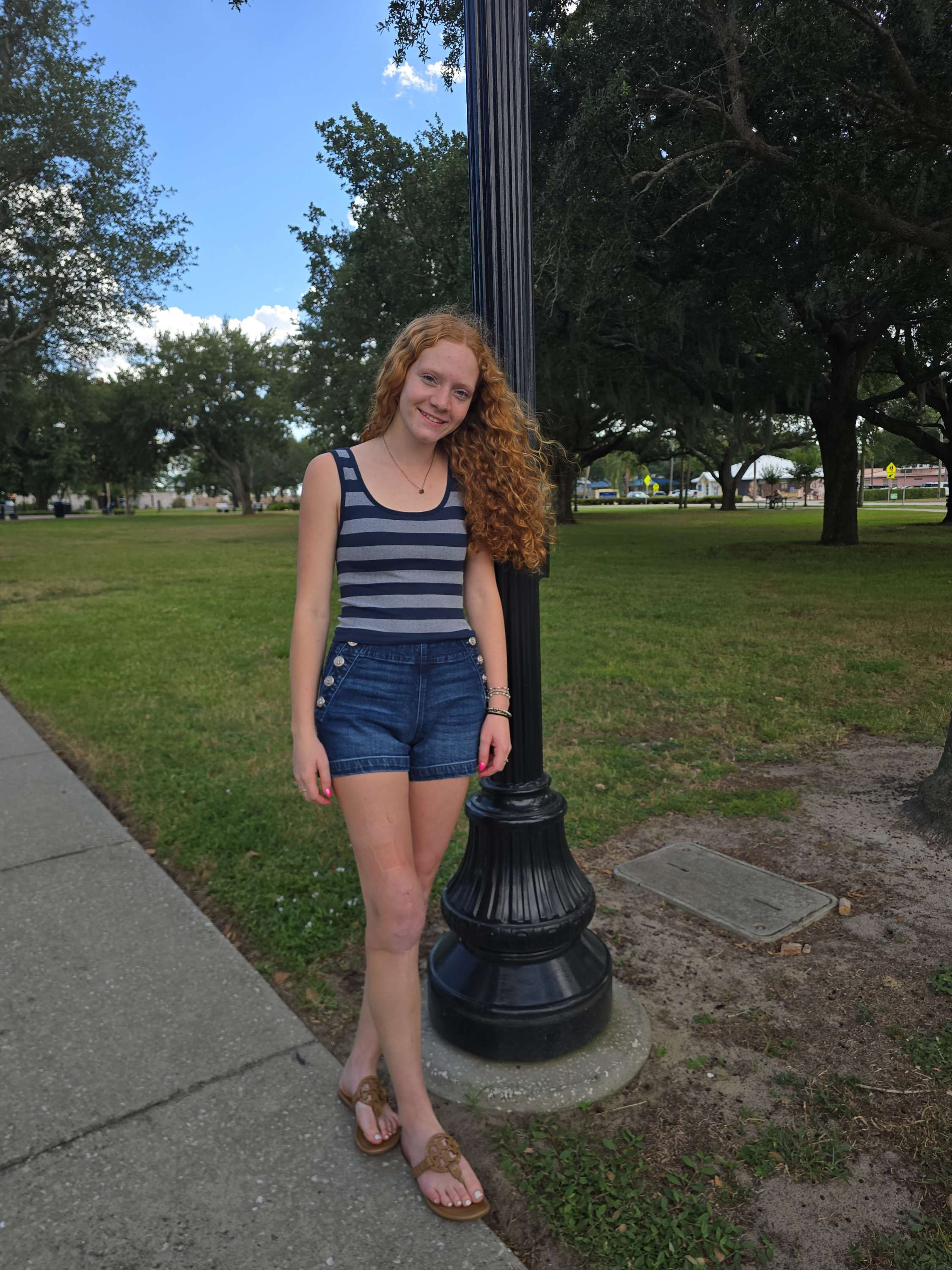 Blue Striped padded Tank