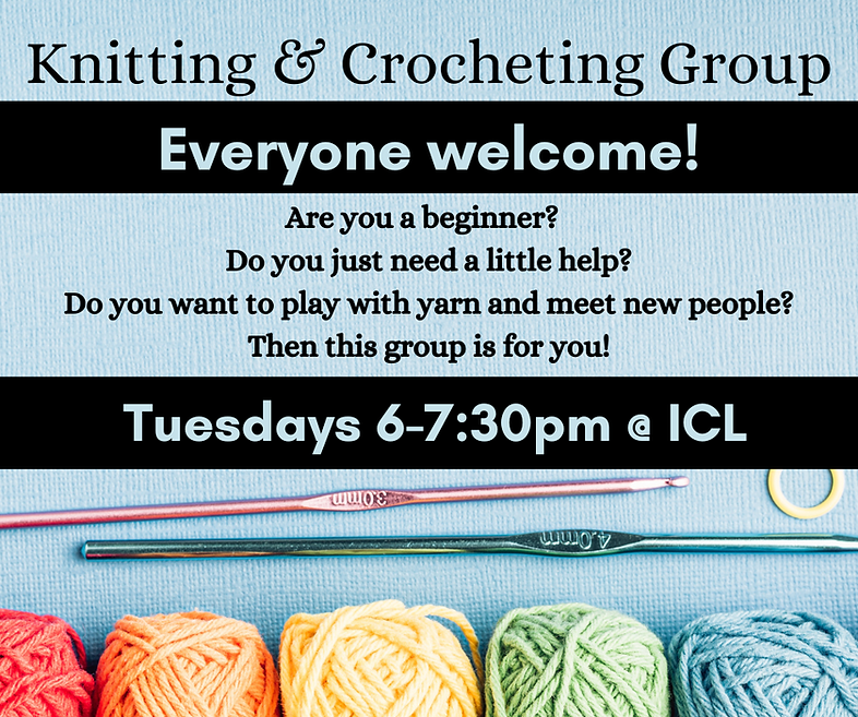 Knitting and Crocheting Group Flyer.