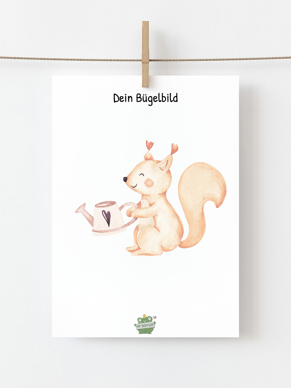Bügelbild - Eichhörnchen mit Gießkanne