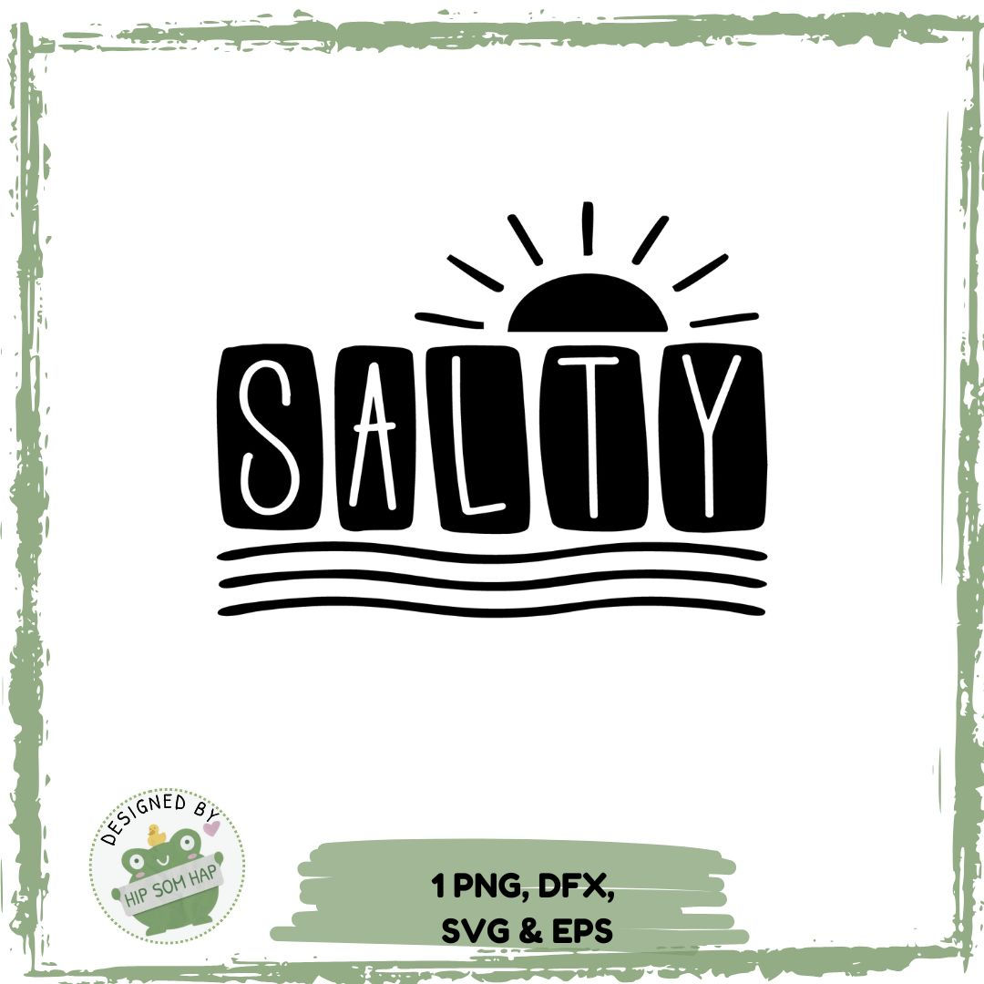 Plotterdatei Salty – Sommer-Schriftzug mit Sonne und Wellen als digitales Design