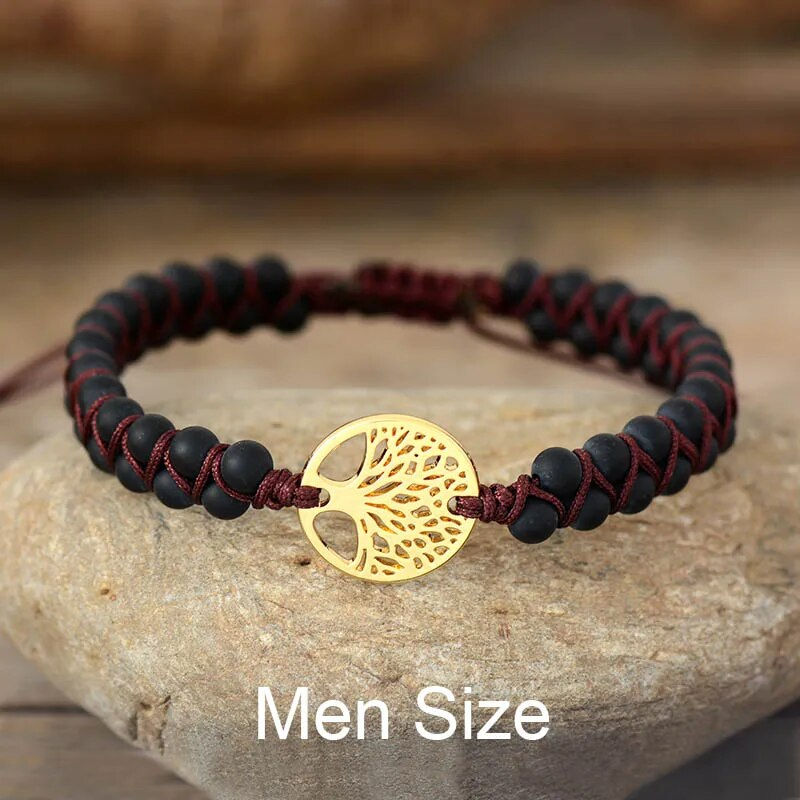 Thumbnail: Tree Charm Boho Couples African Turquoises String Braided Bracelets Yoga Friends