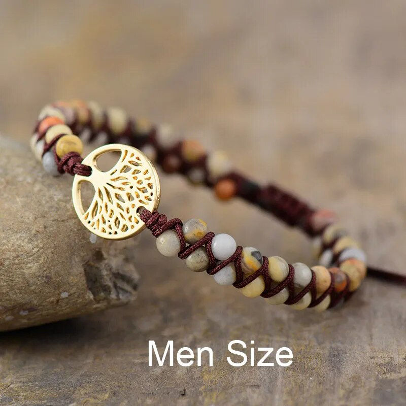 Thumbnail: Tree Charm Boho Couples African Turquoises String Braided Bracelets Yoga Friends