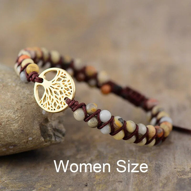 Thumbnail: Tree Charm Boho Couples African Turquoises String Braided Bracelets Yoga Friends