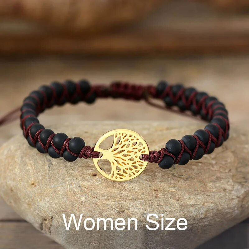 Thumbnail: Tree Charm Boho Couples African Turquoises String Braided Bracelets Yoga Friends
