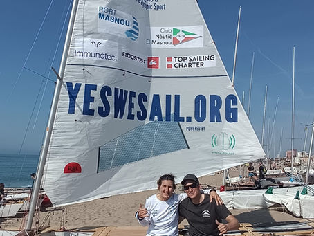 Dani Anglada,primer regatista invidente que compite en un Campeonato patín de vela