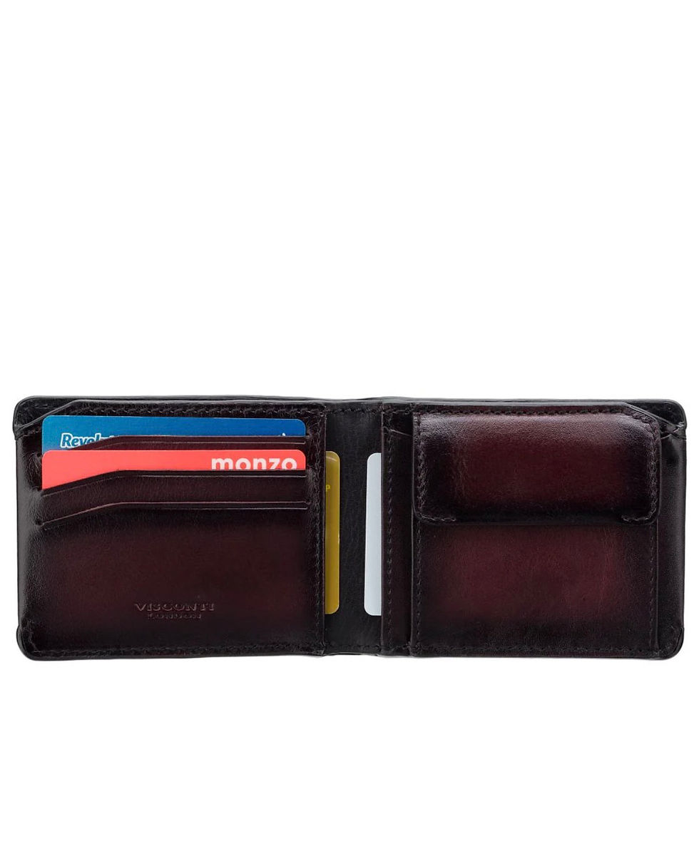 תמונה ממוזערת: ארנק עור דגם זנוטי בורגן מעושן - ארנק דק למזומן וכרטיסים VISCONTY