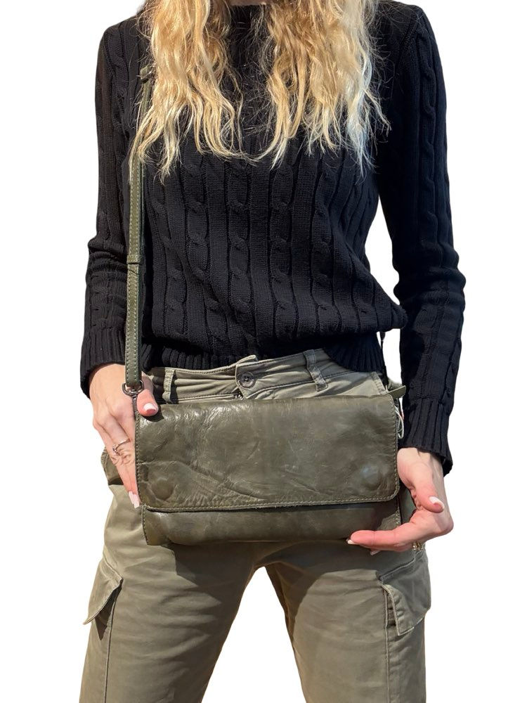 תיק ארנק עור יוקרתי גדול צבע זית – Yuval Alon